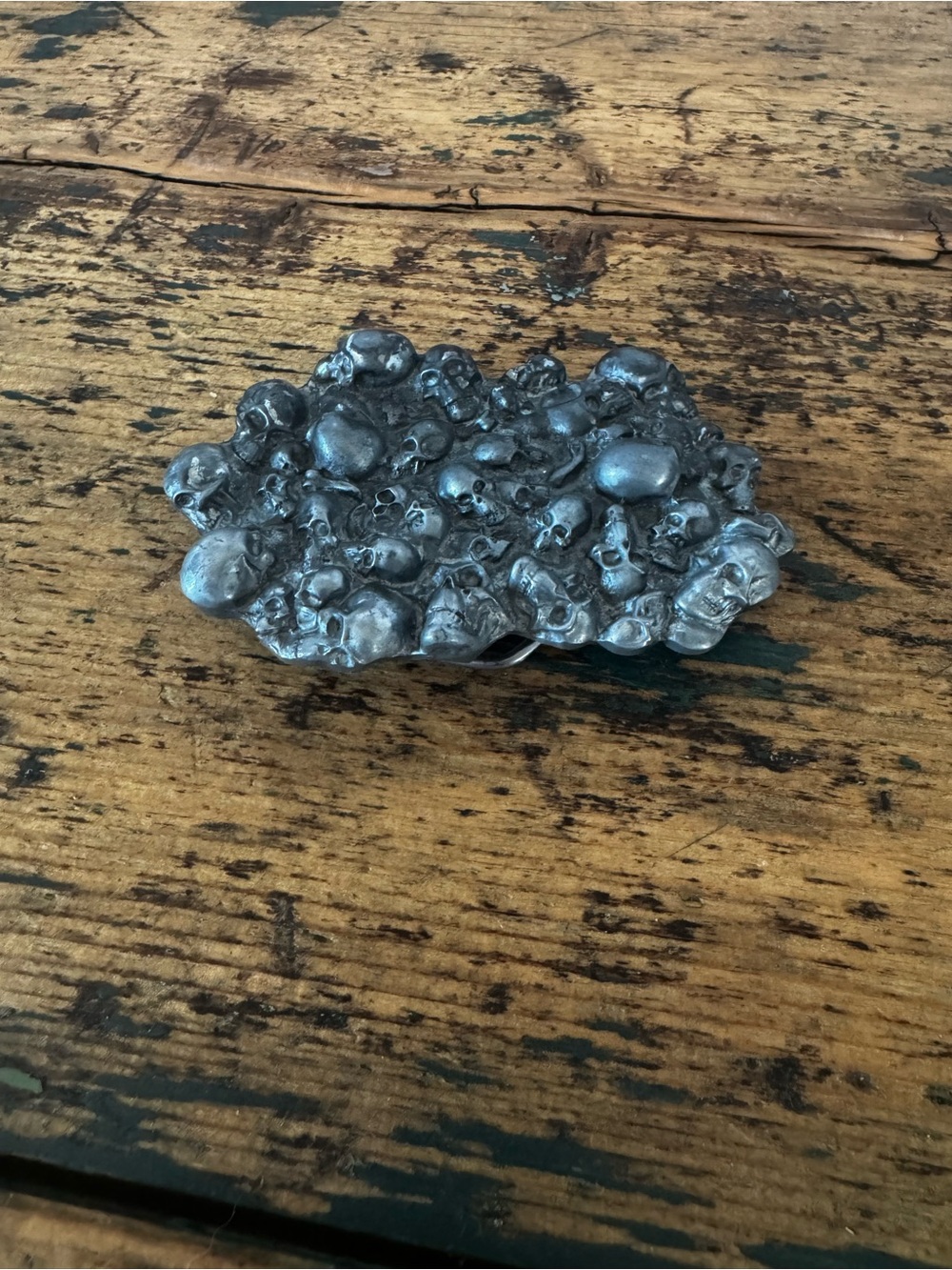 Silver Skull Cluster Belt Buckle